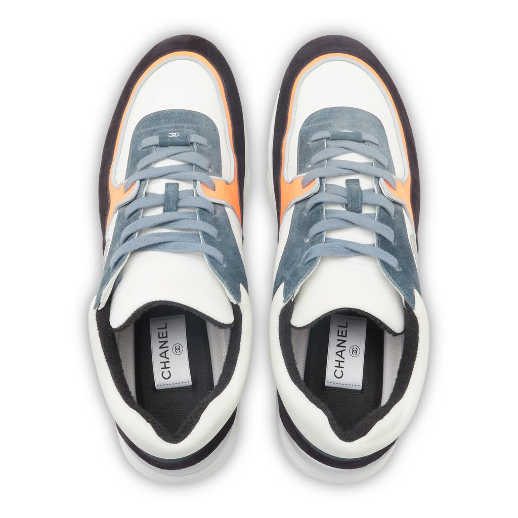 Preloved - Chanel CC Logo Suede Nylon White Orange Blue Sneaker
