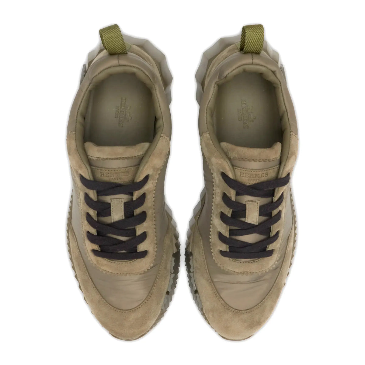 Hermes Paris Bouncing Nylon Suede Sneaker Vert Tundra